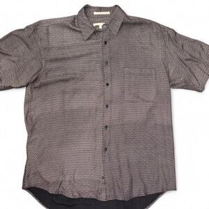 Vintage 100 Silk Perry Ellis Geometric Button Up